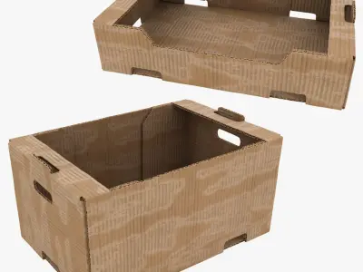 Fruit Cardboard Box Dusty Collection 3D model