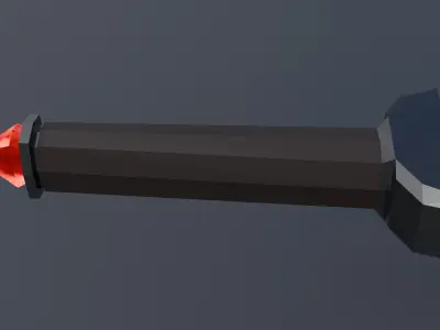Battle dagger with ruby Low-poly 3D model