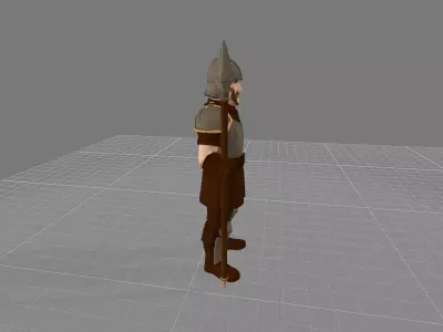 Medieval Spearman Guard Low Poly Game Ready 3D Character Free 3D model