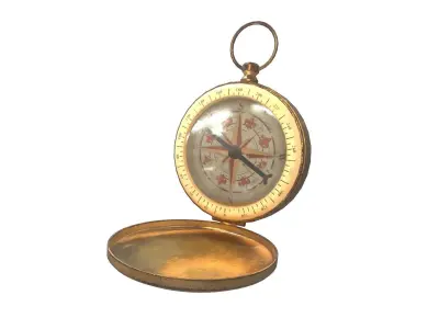 Vintage gold antique compass da1 Low-poly 3D model