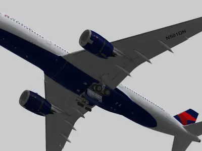 Airbus A350-900 XWB Delta airlnes Low-poly 3D model