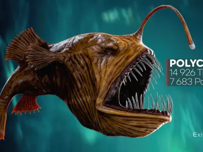 Anglerfish 02 Curse - Ocean predator - Angler fish 3d model - 8 Low-poly 3D model