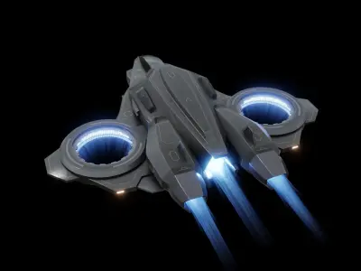 Scifi Dropship Military Aircraft Low-poly 3D model