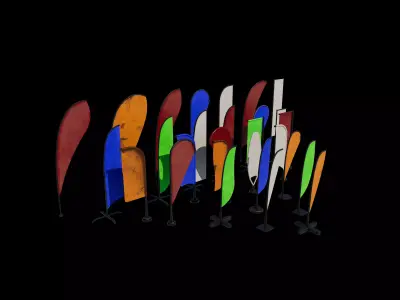  banner commercial flag 3D model