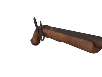 Musket Pistol Flintlock Gun Low-poly 3D model