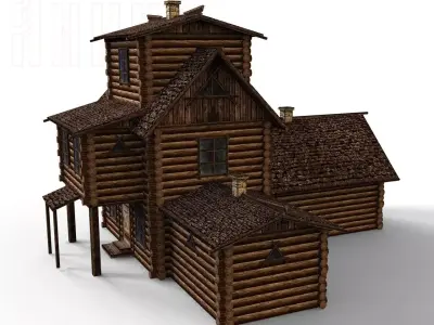 Constructor of wooden fortresses Low-poly 3D model