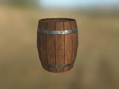 Wooden Barrel Free low-poly 3D model 8