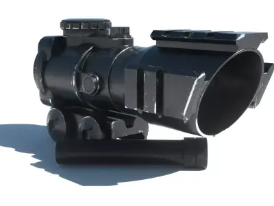 Weapon Set Collimator Scope and Silencer Free low-poly 3D model