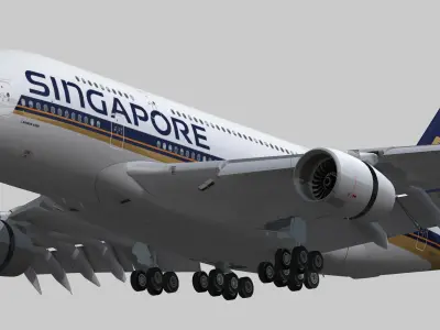 Airbus A380 Singapore Airlines 9V-SKH Low-poly 3D model