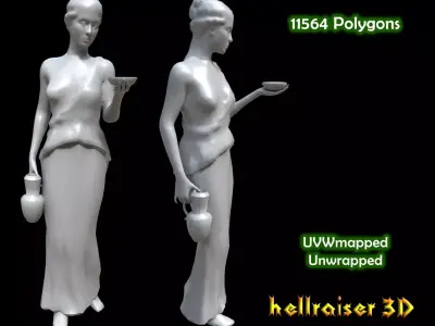 Victorian Statue Low-poly 3D model