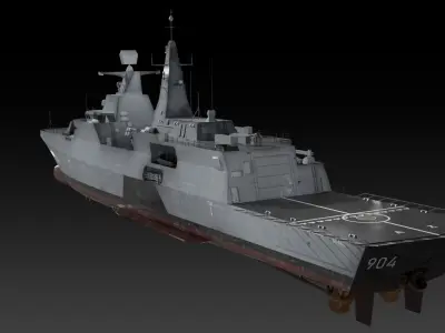 Egyptian navy Al-Aziz class frigate game-ready Low-poly 3D model