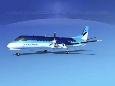 Saab 2000 Estonian Air 3D model
