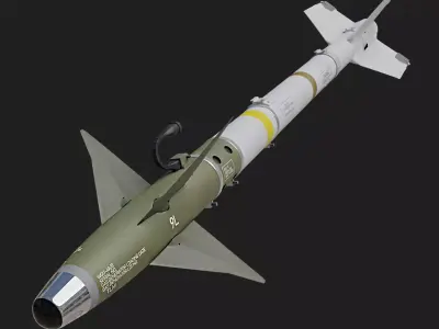 AIM-9L SIDEWINDER AIR TO AIR MISSILE HIGH POLY 3D model