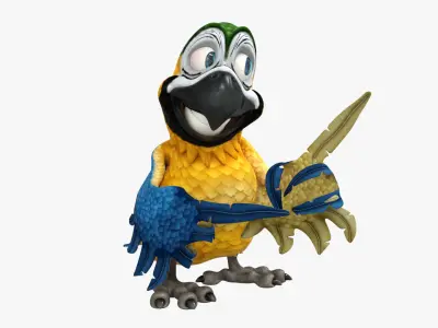 Macaw Parrot Rigged Low-poly 3D model