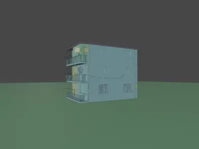 Turkish Building Apartment Blocks Low-poly 3D model