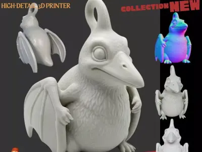 Cute Pterodactyl Baby Keychain Prehistoric Flying Reptile 3D print model