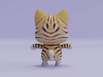 Cat Cute T-pose Free low-poly 3D model
