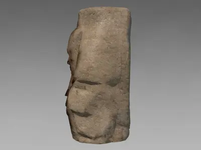 Egyptian stone bust Low-poly 3D model