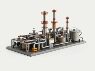 Industrial Oil Refinery Modular Kitbash model pack Low-poly 3D model