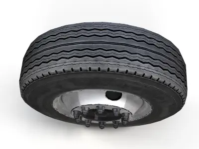 Heavy truck steel wheels PBR Low-poly 3D model