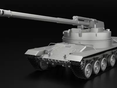 Object 327 Puck self-propelled artillery high-poly rigged 3D model