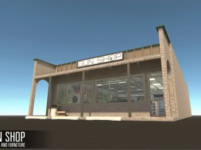 Gun Shop - weapon and furniture Low-poly 3D model