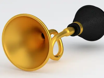 Vintage Vehicle Horn Gold 01 3D model