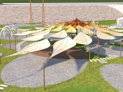Pavillon shade sun-flower Low-poly 3D model  Low-poly 3D model