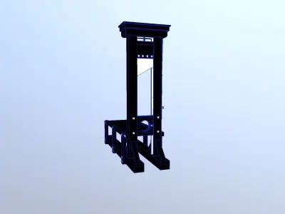 Guillotine wooden structure with metal pole in middle Low-poly 3D model