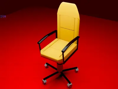 Low-Poly Computer Chair - Game-Ready 3D Model Free low-poly 3D model