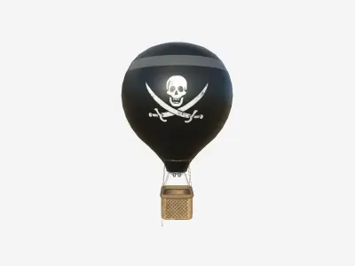Balloon Hot Air 08 Pirate Skull - Aircraft Cartoon Low-poly 3D model