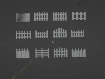 wooden fences Low-poly 3D model