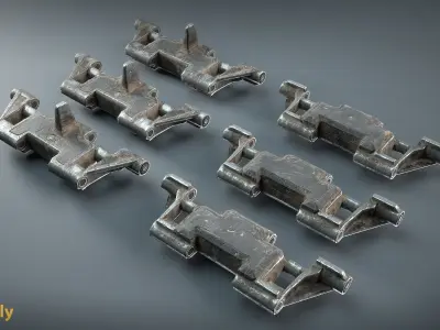 M2 Bradley and M270 MLRS Tracks Low-poly 3D model