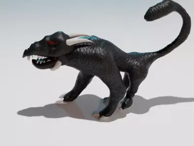 Black Wild Snake Dog Low-poly 3D model