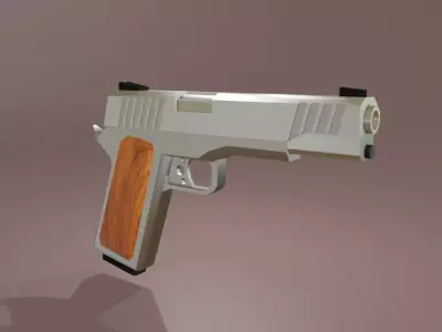 Pistol 9mm Chrome - Revolver Gun Weapon - Arma Low-poly 3D model