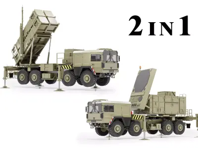 Radar AN MPQ-53 and Rocket launcher MAN KAT MIM-104 Patriot 3D model