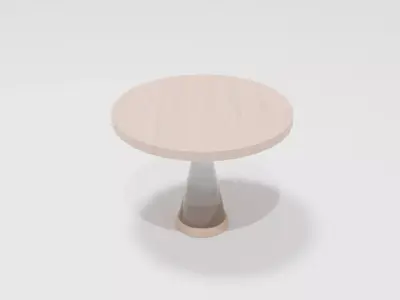 Modern Coffee Table  Wood and Gray Glass  Single Leg Design Free 3D model