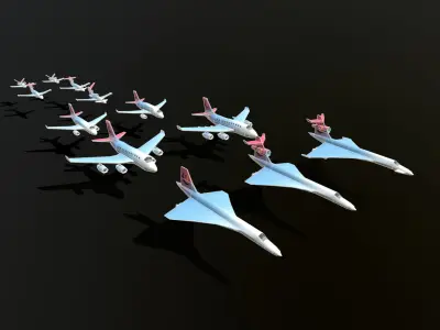 Jet Airplanes Low-poly 3D model