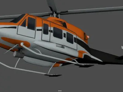 Bell 412 Helicopter low poly game and VR ready Low-poly 3D model