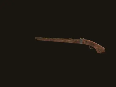 Weapon - Gun - Flintlock - Japanese Matchlock Low-poly 3D model