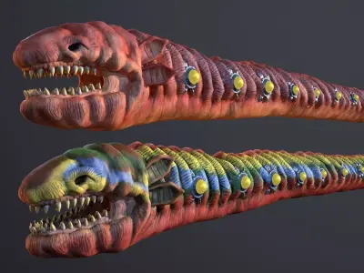 Sharkworm From Outer Space Low-poly 3D model
