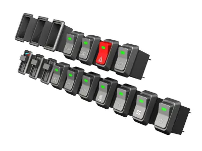 Rocker switches with gang 3D model