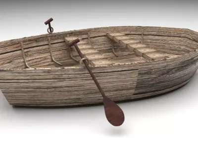 Fishing Wooden Boat 3D model