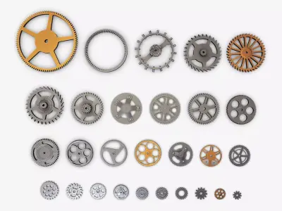 Gears Set v 3 three 3D model