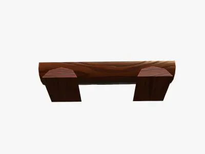 Cartoon WoodenBench Low-poly 3D model