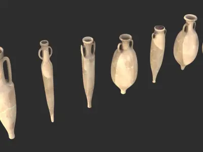 Amphora - Damaged Sand Terracotta Low-poly 3D model