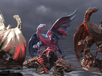 Great  Wyvern Arthurian Dragon Statue Collection  3D model