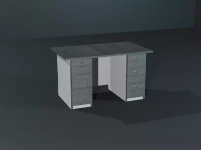 Monochome Office Desk Free low-poly 3D model