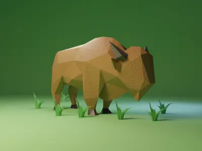Low Poly Bison Free low-poly 3D model