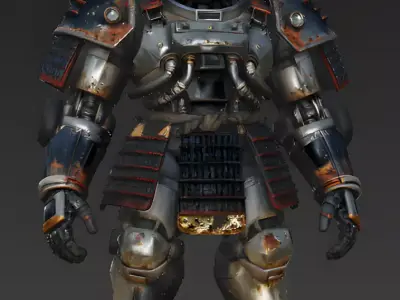 Realistic Future Heavy Samurai Armor Skin 3D Model Low-poly 3D model
